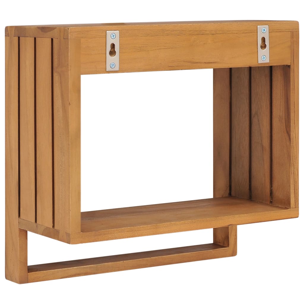 Handtuchregal Zur Wandmontage 35×20×35 Cm Teak Massivholz Weiß