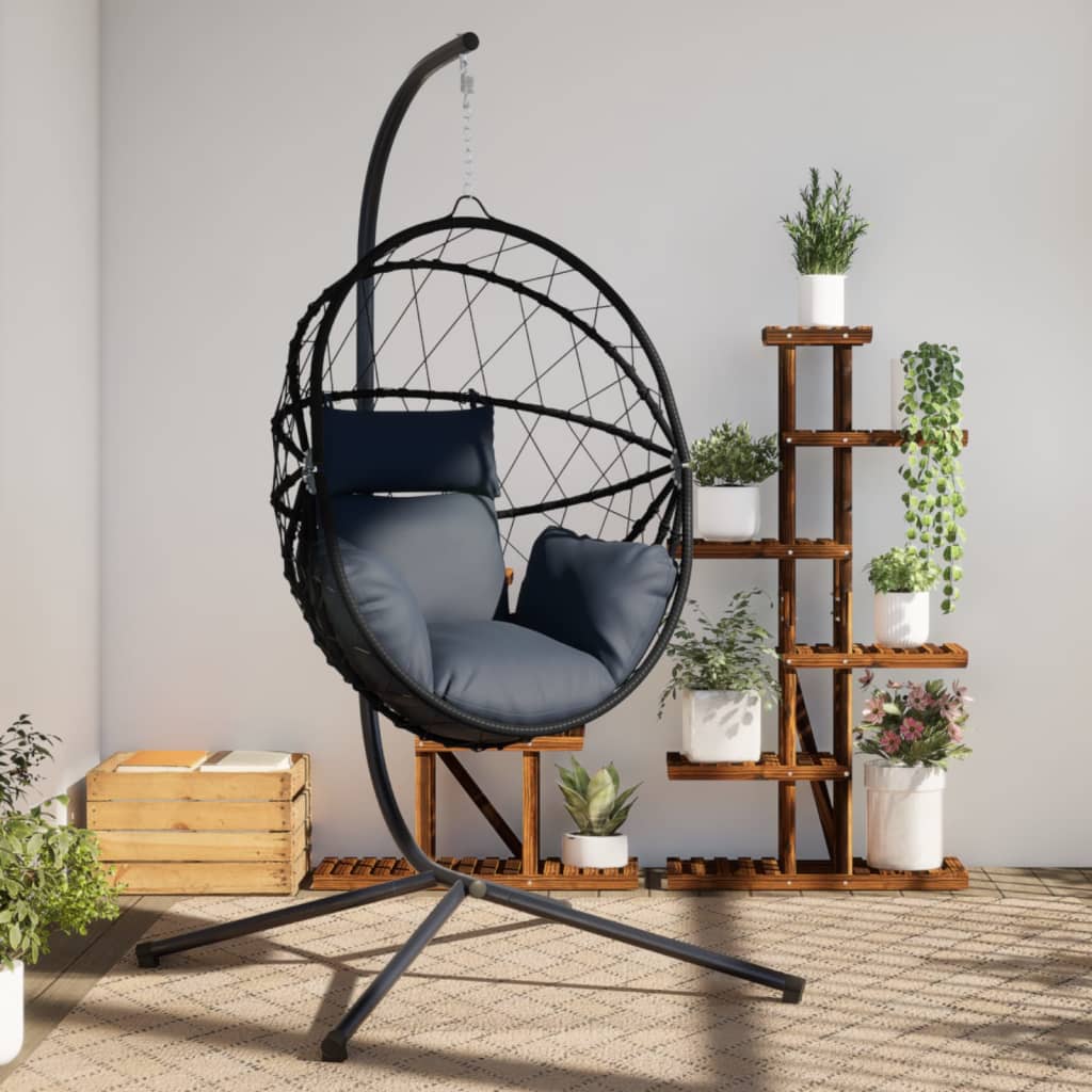 Hängesessel Ei-Design Mit Ständer Rattan Und Stahl