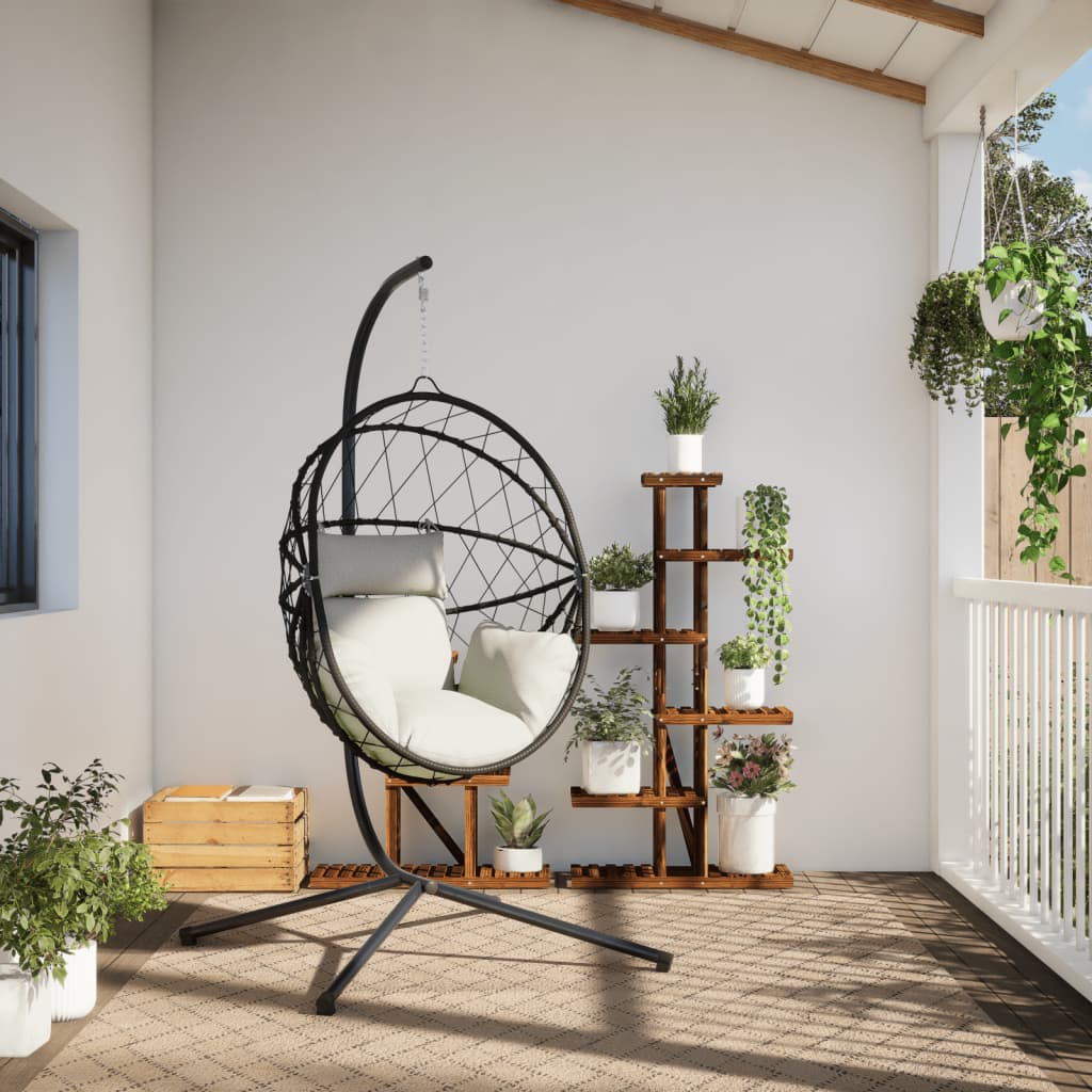 Hängesessel Ei-Design Mit Ständer Rattan Und Stahl