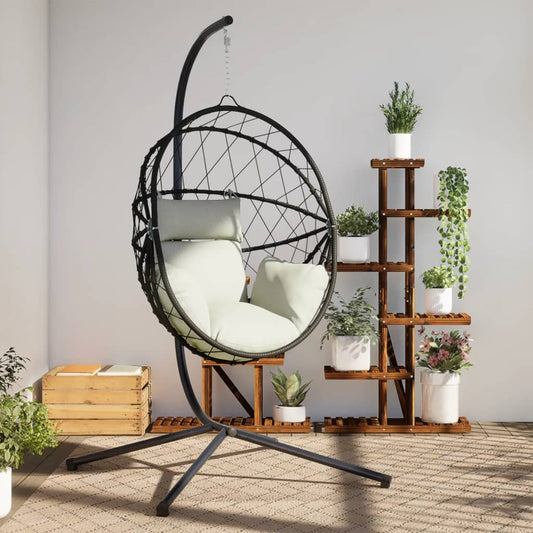 Hängesessel Ei-Design Mit Ständer Rattan Und Stahl