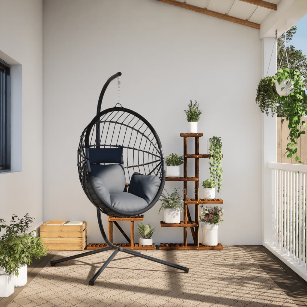 Hängesessel Ei-Design Mit Ständer Rattan Und Stahl