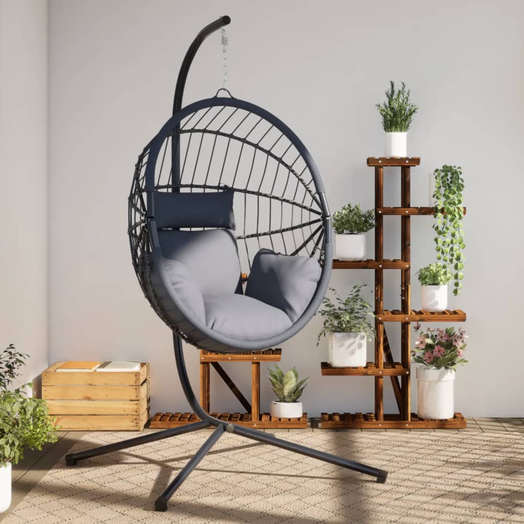 Hängesessel Ei-Design Mit Ständer Rattan Und Stahl