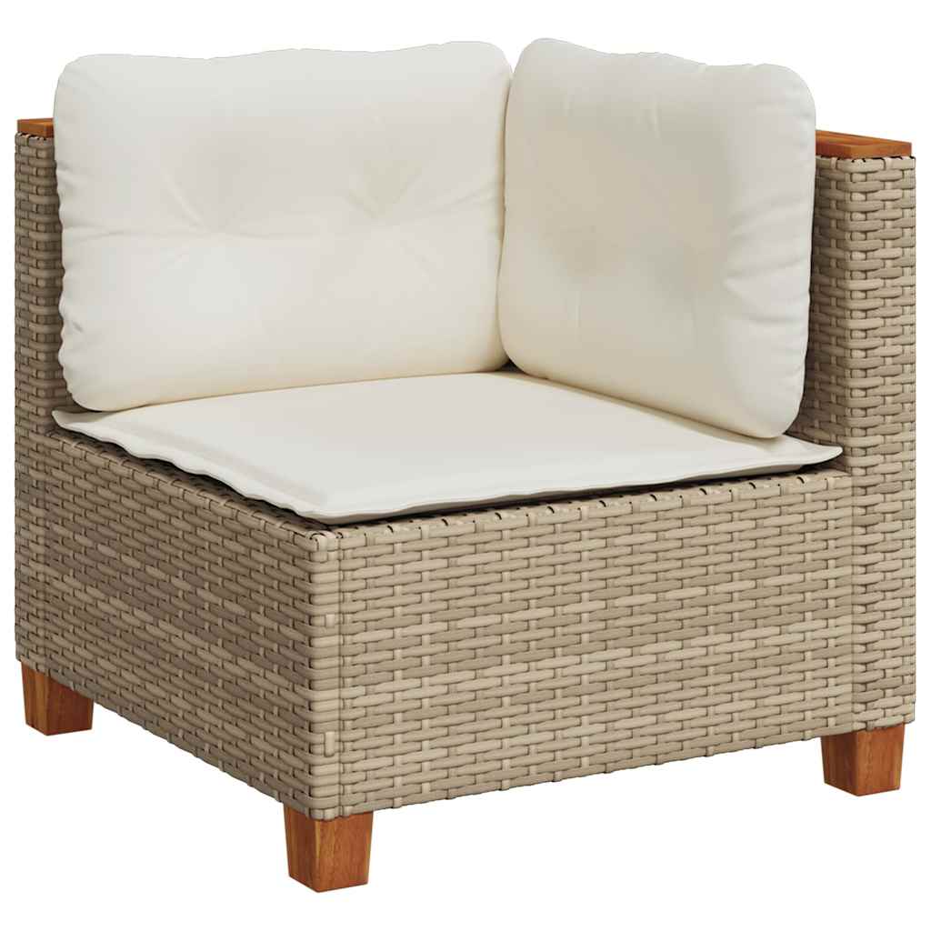 7-Tlg. Garten-Sofagarnitur Mit Kissen Poly Rattan Beige