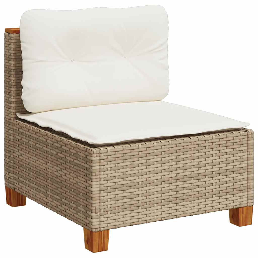 7-Tlg. Garten-Sofagarnitur Mit Kissen Poly Rattan Beige