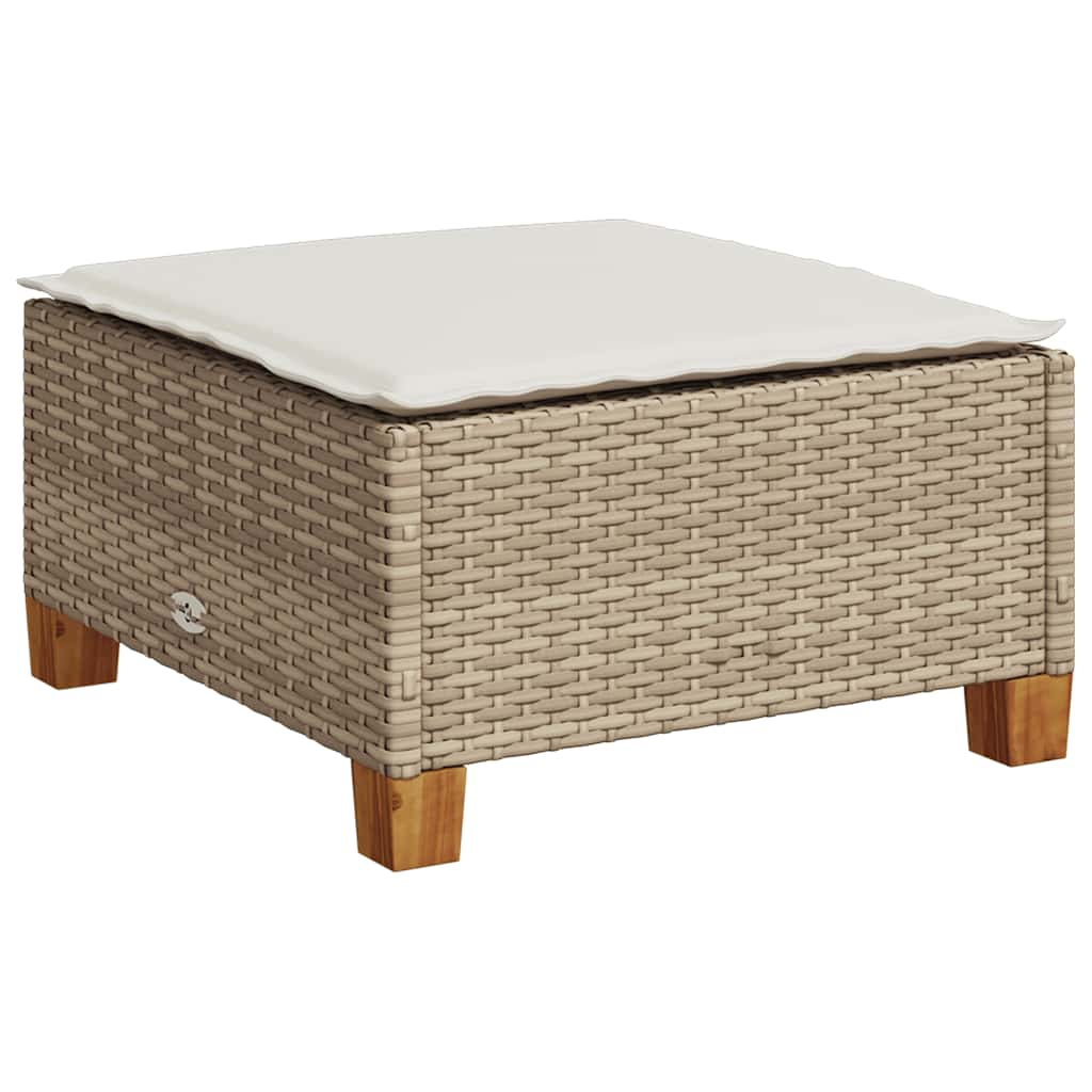 7-Tlg. Garten-Sofagarnitur Mit Kissen Poly Rattan Beige