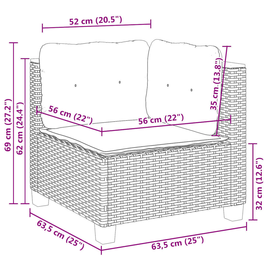 11-Tlg. Garten-Sofagarnitur Mit Kissen Poly Rattan Beige