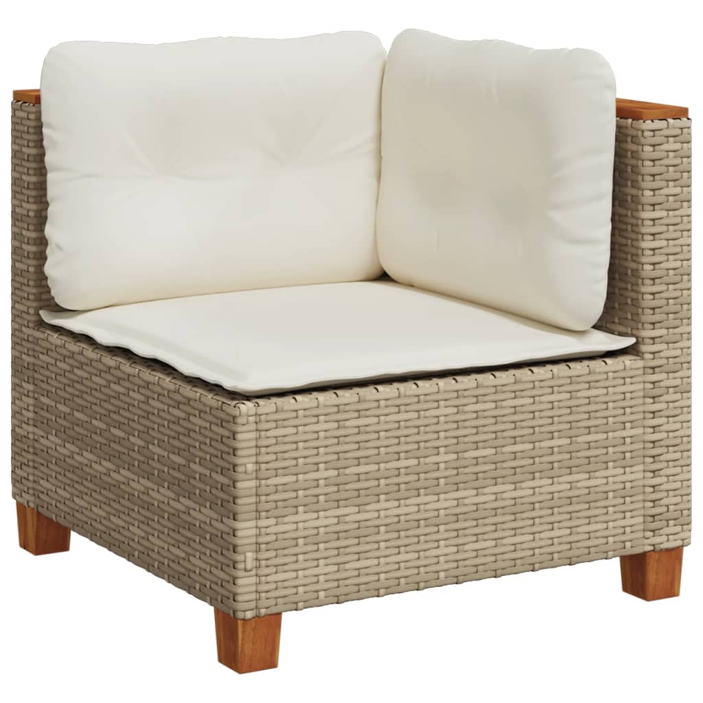 10-Tlg. Garten-Sofagarnitur Mit Kissen Poly Rattan Beige