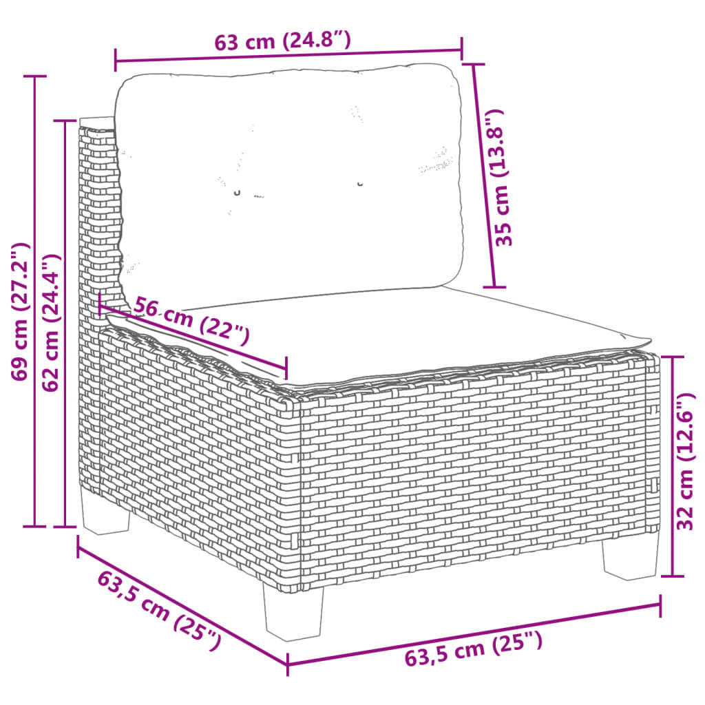 10-Tlg. Garten-Sofagarnitur Mit Kissen Poly Rattan Beige