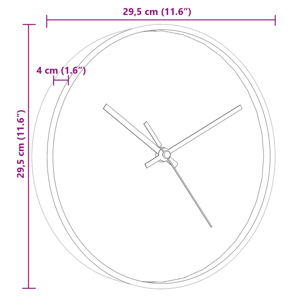 Wanduhr Golden Und Ø29,5 Cm Polystyren Und Glas