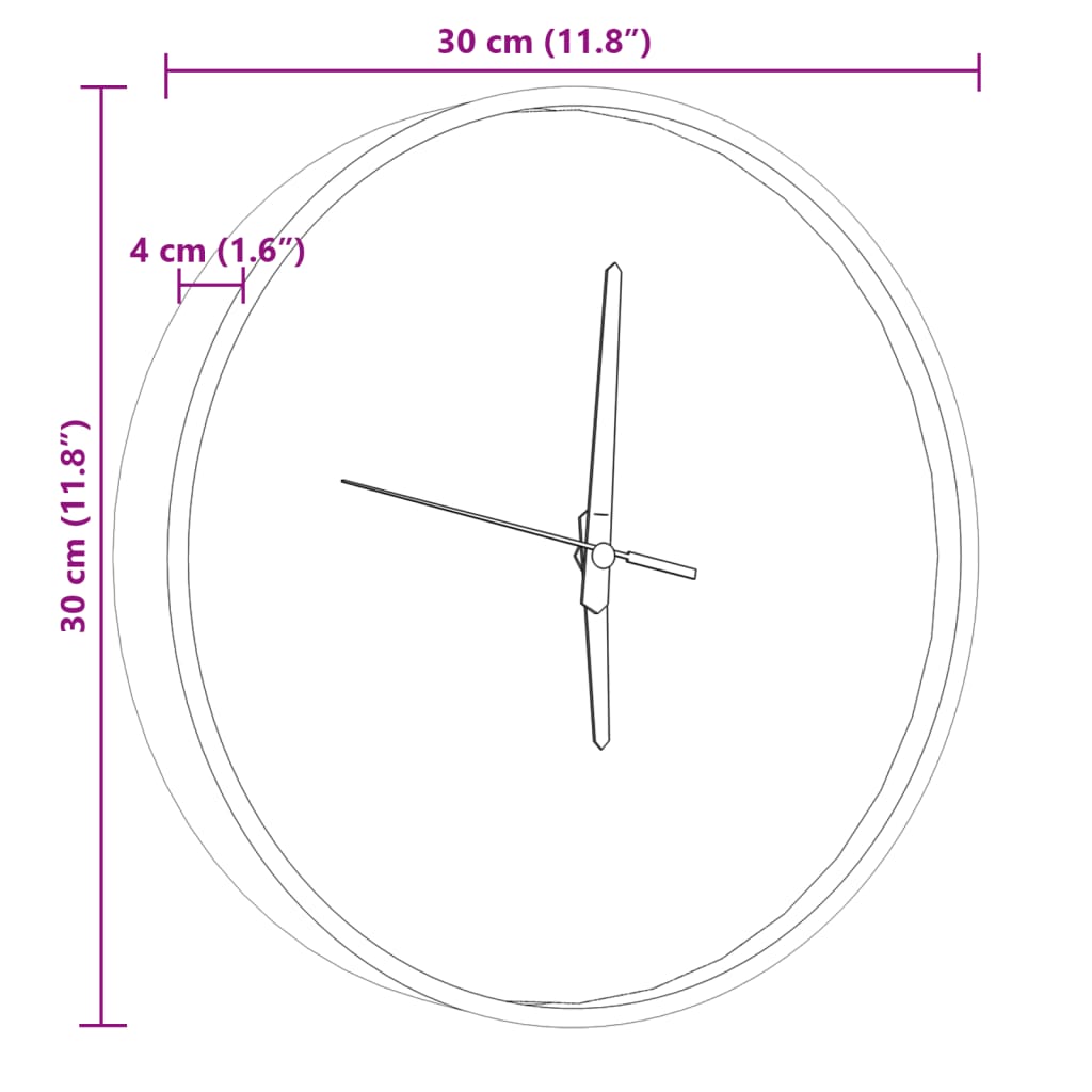 Wanduhr Mit Leuchtender Skala Und Zeiger Blau Ø30 Cm