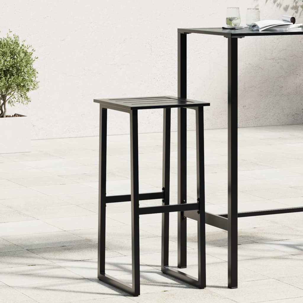 Barhocker 2 Stk. Schwarz 38X38X80 Cm Pulverbeschichteter Stahl